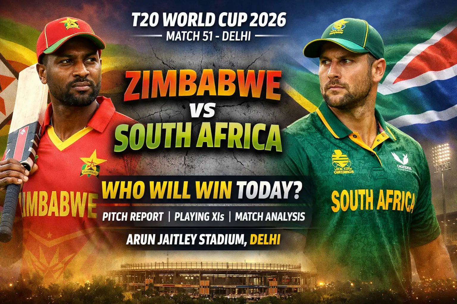 T20 World Cup 2026 Match 51 Prediction: Zimbabwe vs South Africa – Who Will Win Today in Delhi?